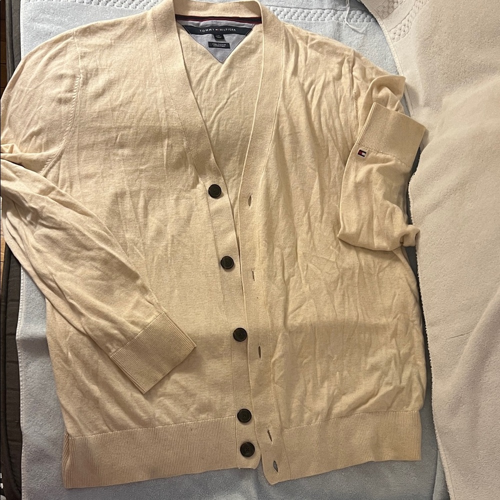 Tommy Hilfiger Men's Beige Cardigan Sweater